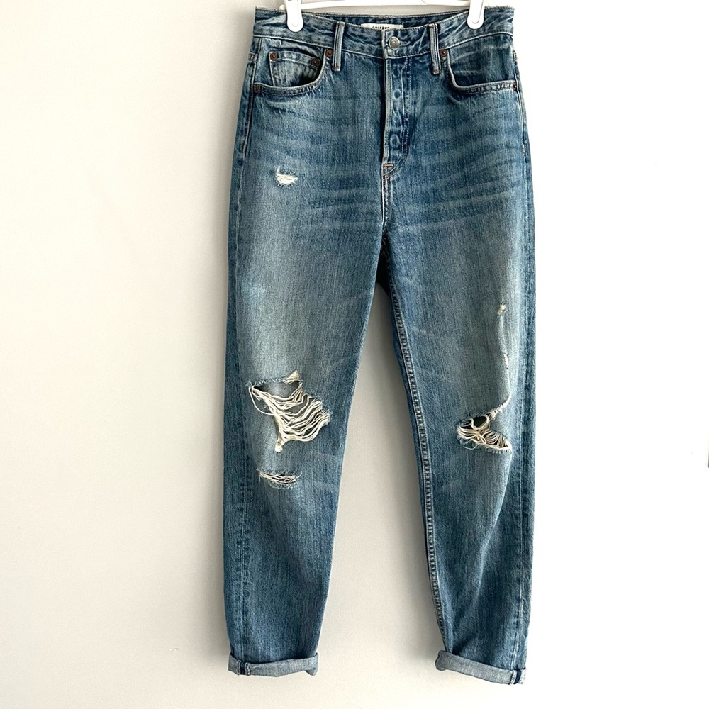 Revolve GRLFRND Devon High-Rise Boyfriend Distressed Straight Leg Jeans Size 25